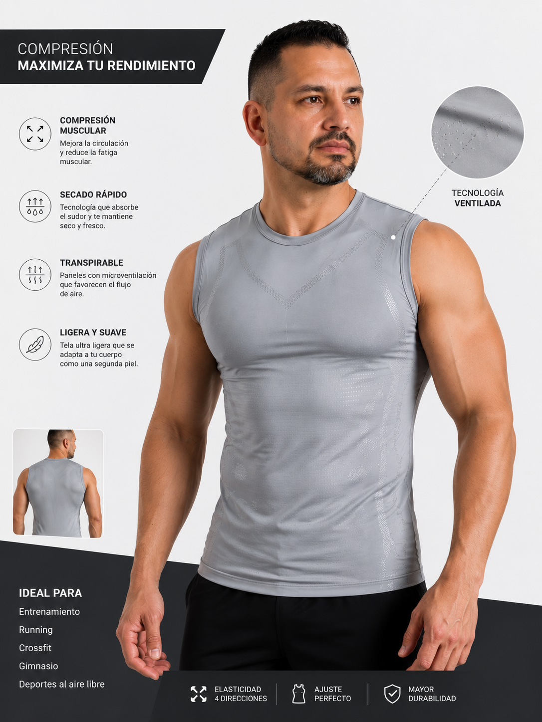 CAMISILLA DE COMPRESION PARA TODA OCASION GYM TRABAJO SALIDAS