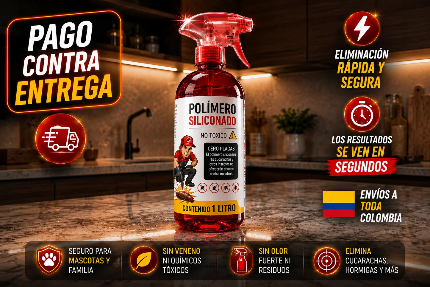 🔥2x1 Ultra Kill-Polimero Siliconado Mata Plagas🔥🪳🐜(1 LITRO)