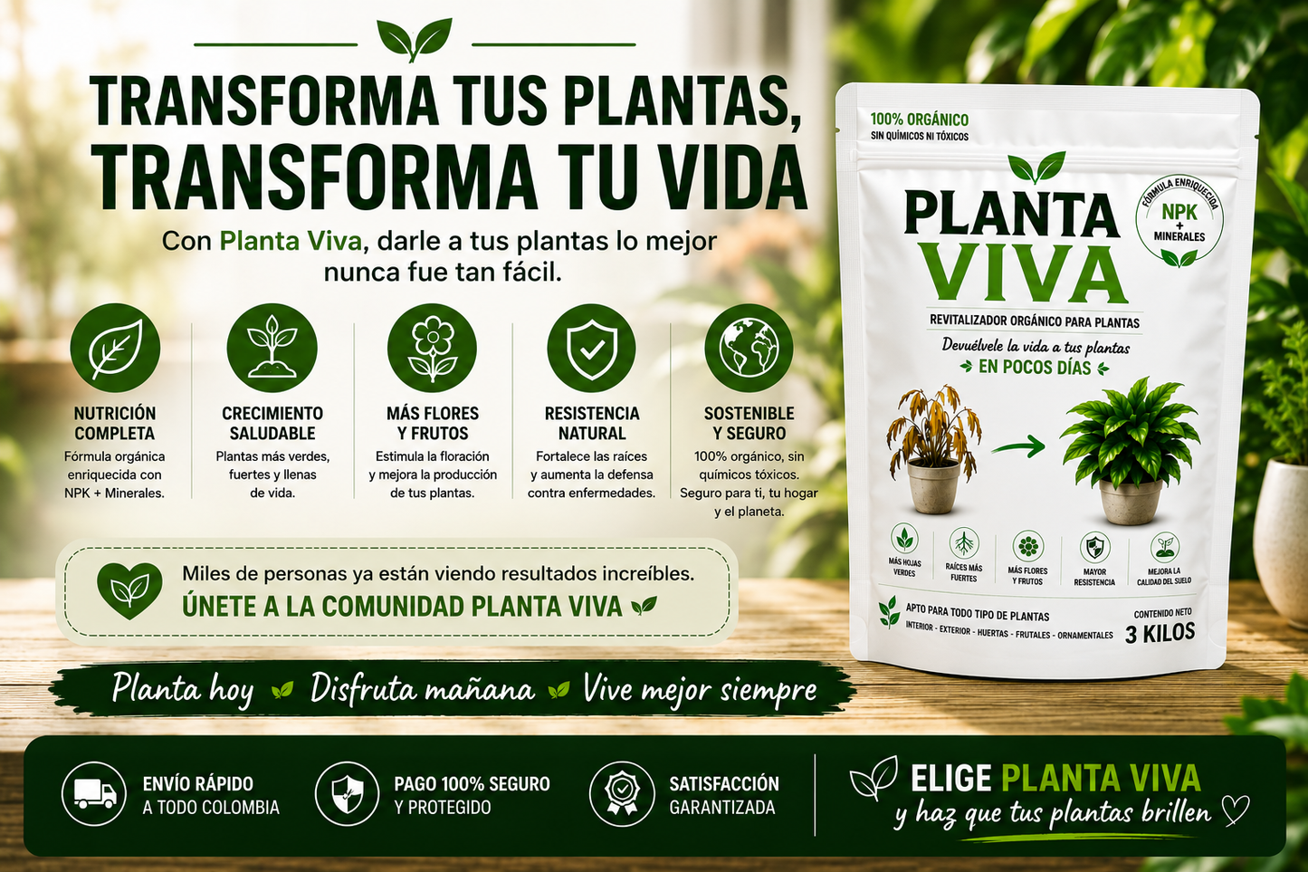 PLANTA VIVA ABONO ORGANICO PARA REVITALIZAR TUS PLANTAS Y HUERTAS