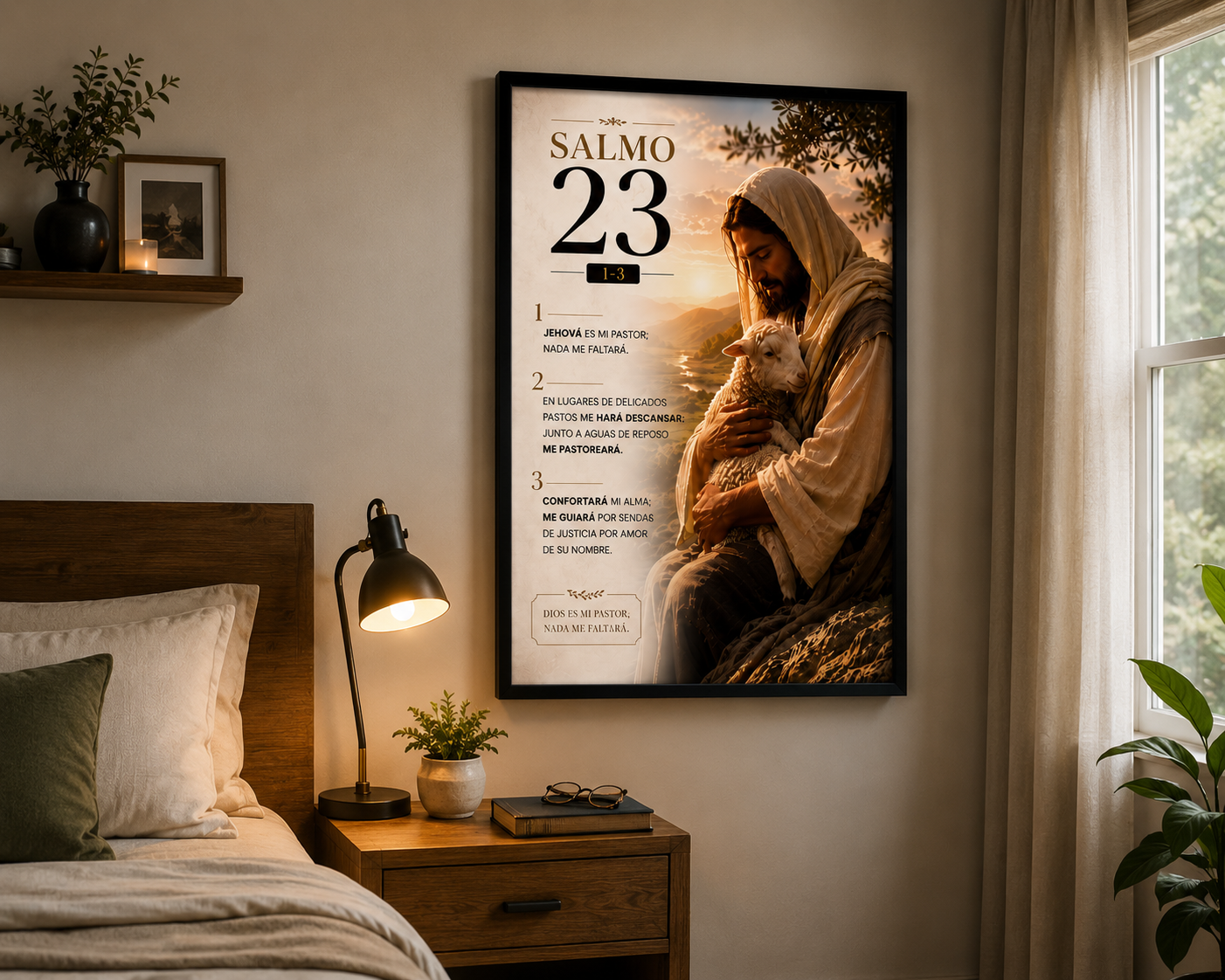 CUADRO DEL SALMO 23  EL SEÑOR ES MI PASTOR NADA ME FALTARA. PROTECCION Y FE