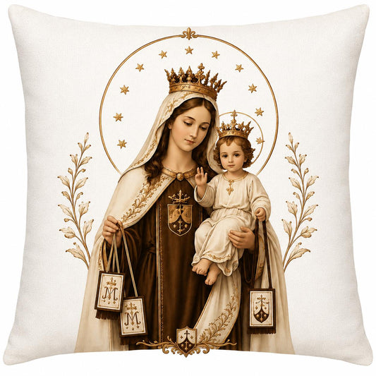 COJIN DECORATIVO DE LA VIRGEN DEL CARMEN PROTECCION PARA EL HOGAR